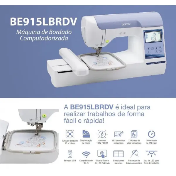 Bordadeira Brother BE915L Portátil 130X180mm