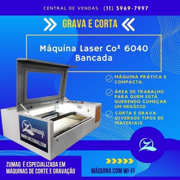 Laser Co2 Corte Gravação 6040 50W - Compacta